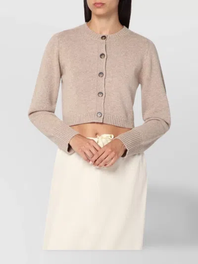 LOULOU STUDIO CASHMERE CREW NECK CROPPED CARDIGAN
