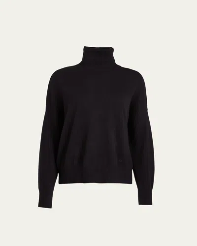 Loulou Studio Cashmere Drop-shoulder Turtleneck Sweater In Black
