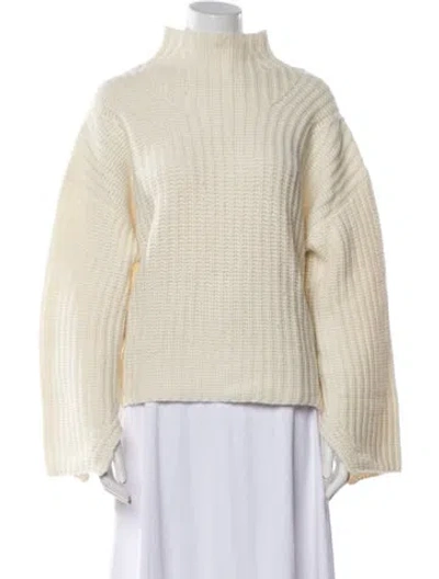 Pre-owned Loulou Studio Cashmere Mock Neck Sweater In Neutral