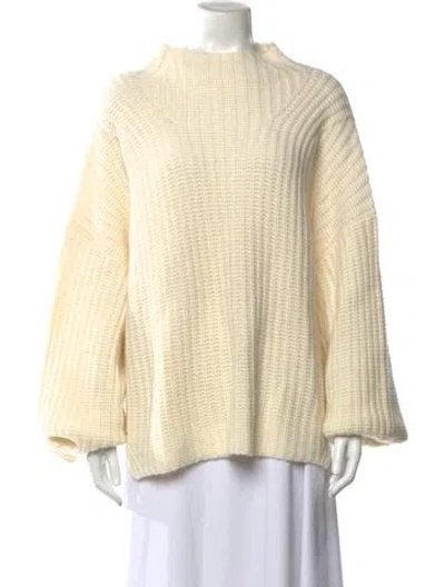 Pre-owned Loulou Studio Cashmere Mock Neck Sweater In Neutral
