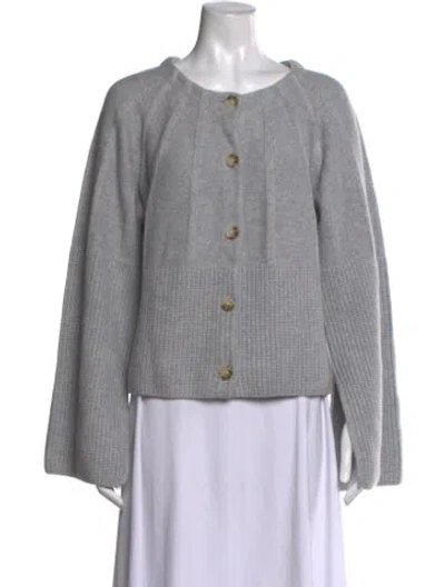 Pre-owned Loulou Studio Cashmere Open Front Sweater In Gray