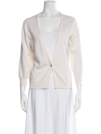 Pre-owned Loulou Studio Cashmere Open Front Sweater In White