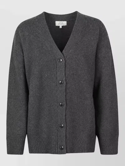 Loulou Studio Cashmere Oversized V-neck Cardigan In Gray