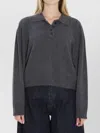 Loulou Studio Cashmere Polo With Long Sleeves And Collar In Gray