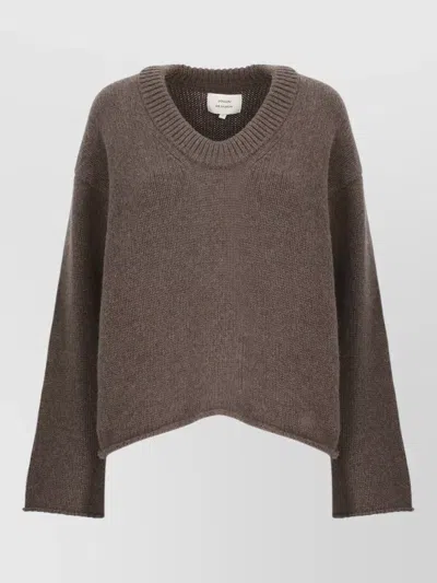 Loulou Studio Cashmere Ribbed Crewneck Sweater In Brown