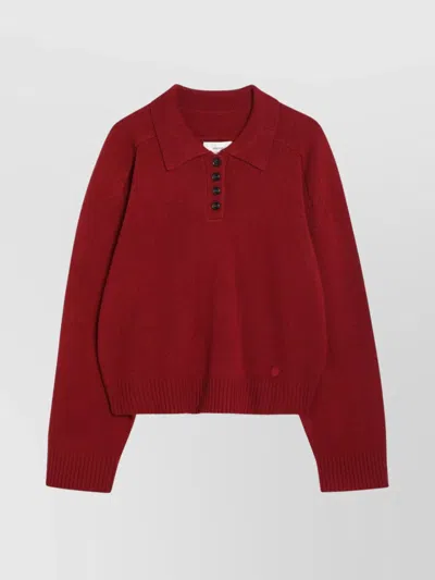 Loulou Studio Cashmere Sweater Collared Neck In Red