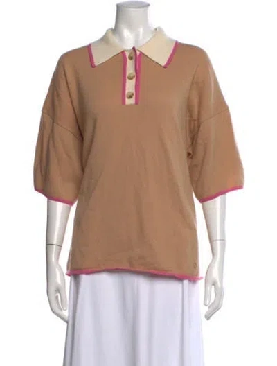 Pre-owned Loulou Studio Cashmere Three-quarter Sleeve Polo In Neutrals