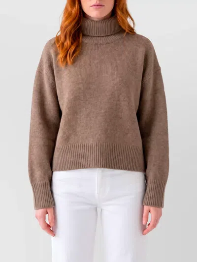 Loulou Studio Cashmere Turtleneck Cropped Sweater In Brown