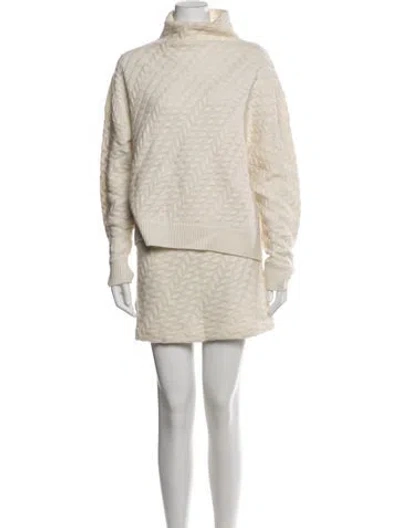 Pre-owned Loulou Studio Cashmere Tweed Pattern Skirt Set In Neutral