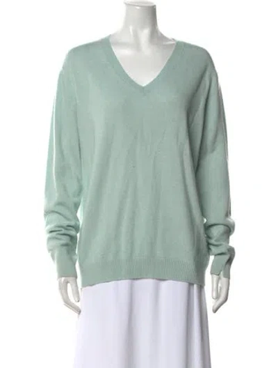 Pre-owned Loulou Studio Cashmere V-neck Sweater In Blue