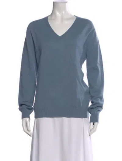 Pre-owned Loulou Studio Cashmere V-neck Sweater In Blue