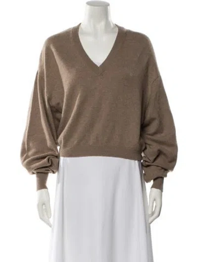 Pre-owned Loulou Studio Cashmere V-neck Sweater In Brown