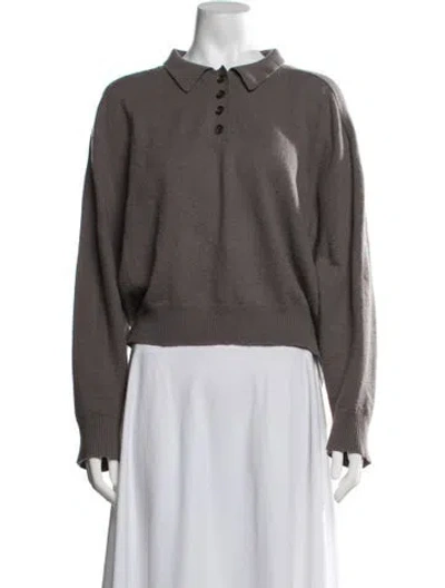 Pre-owned Loulou Studio Cashmere V-neck Sweater In Brown
