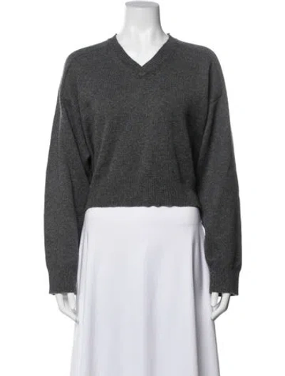 Pre-owned Loulou Studio Cashmere V-neck Sweater In Gray