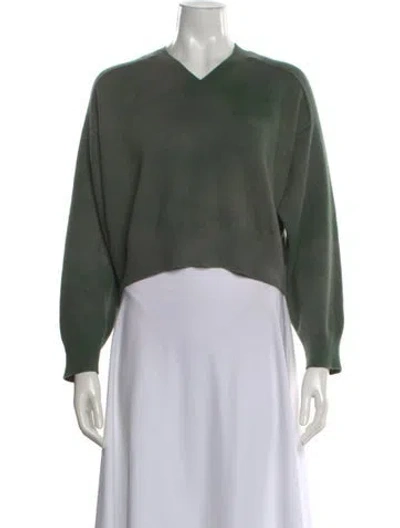 Pre-owned Loulou Studio Cashmere V-neck Sweater In Green