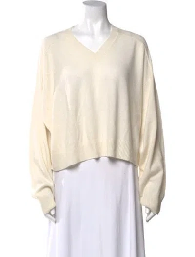 Pre-owned Loulou Studio Cashmere V-neck Sweater In Neutral