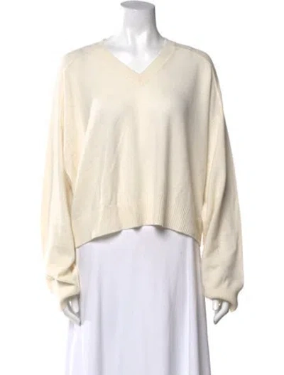 Pre-owned Loulou Studio Cashmere V-neck Sweater In Neutral
