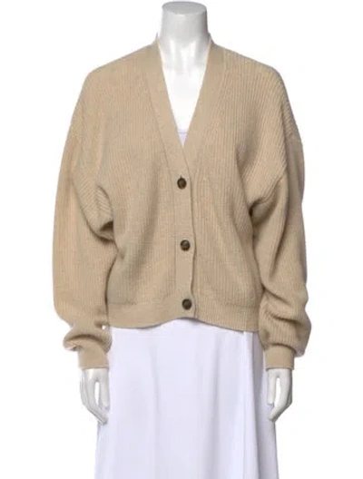 Pre-owned Loulou Studio Cashmere V-neck Sweater In Neutral