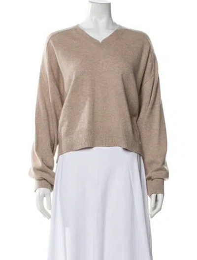 Pre-owned Loulou Studio Cashmere V-neck Sweater In Neutral