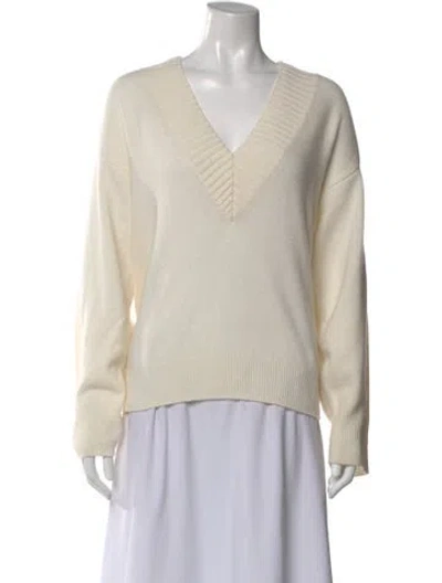 Pre-owned Loulou Studio Cashmere V-neck Sweater In Neutral