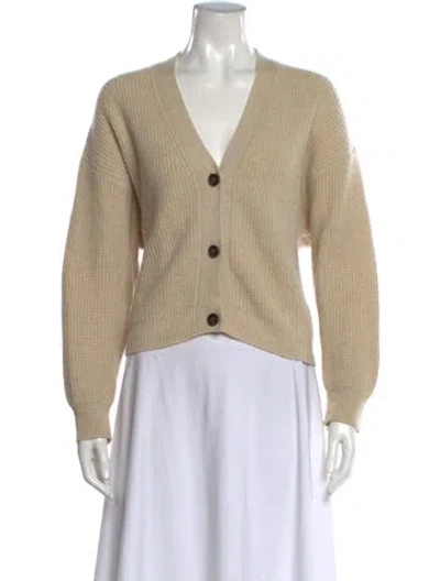 Pre-owned Loulou Studio Cashmere V-neck Sweater In Neutral