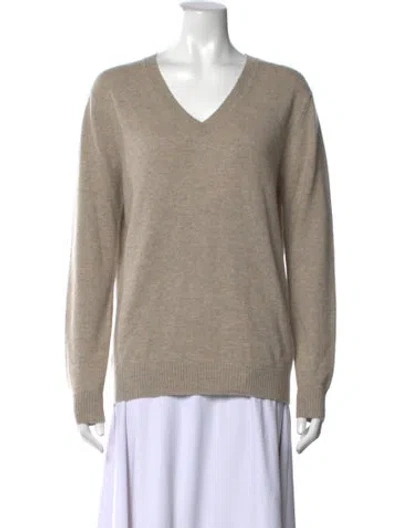 Pre-owned Loulou Studio Cashmere V-neck Sweater In Neutrals