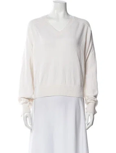 Pre-owned Loulou Studio Cashmere V-neck Sweater In White