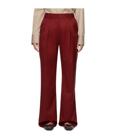 Loulou Studio Casual Pants With Belt Loops In Red