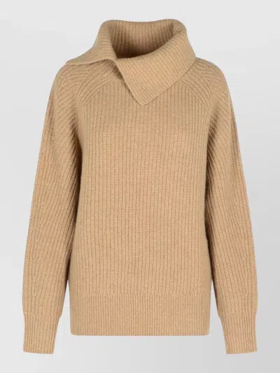 Loulou Studio Cecil Cashmere Sweater Fold Over Collar In Orange