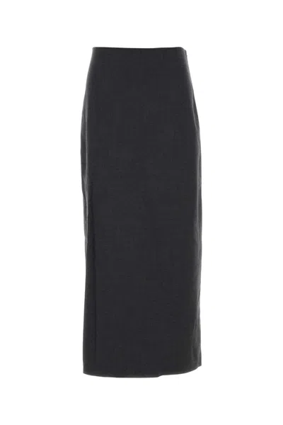Loulou Studio Charcoal Stretch Wool Samos Skirt In Black