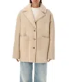 Loulou Studio Shearling Collar Oversized Fit Jacket In Beige