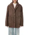 Loulou Studio Shearling Lapin Collar Jacket In Brown
