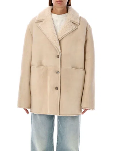 Loulou Studio Cirebo Shearling Coat In Beige