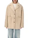 Loulou Studio Shearling Collar Oversized Fit Jacket In Neutrals