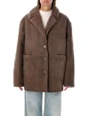 Loulou Studio Shearling Lapin Collar Jacket In Taupe