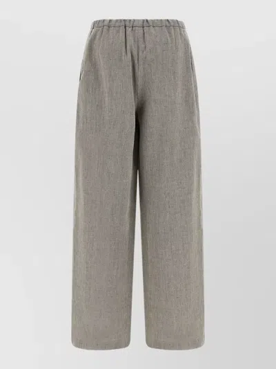 Loulou Studio Clark Trousers Wide Leg Side Pockets In Gray