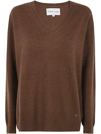 Loulou Studio Classic Col V In Brown