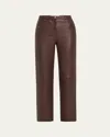 Loulou Studio Cobe Leather Straight-leg Pants In Brown