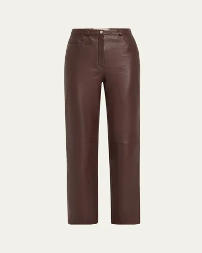 Loulou Studio Cobe Leather Straight-leg Pants In Brown