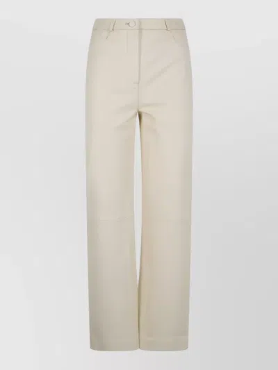 Loulou Studio Cobe Straight Leg Trousers Belt Loops In Neutral