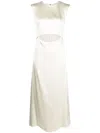 Loulou Studio Copan Viscose Satin Midi Dress In Ivory
