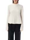 Loulou Studio Cosmic Knit Long Sleeve Mock Neck In Beige