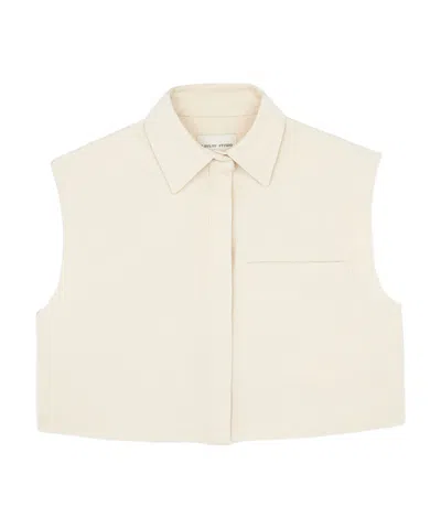 Loulou Studio Cotton-blend Cropped Shirt In White