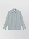 Loulou Studio Cotton Shirt With Collared Neck And Curved Hem In Green