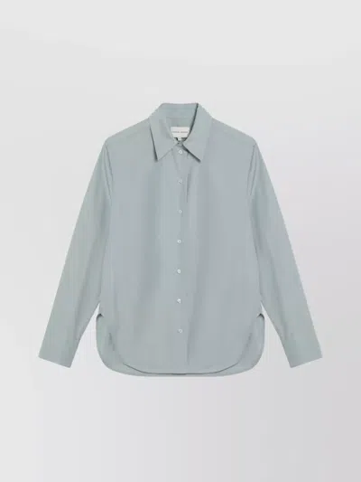 LOULOU STUDIO COTTON SHIRT WITH COLLARED NECK AND CURVED HEM