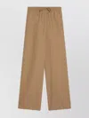 Loulou Studio Cotton Trousers With Elastic Waistband And Wide Leg In Brown