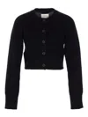 Loulou Studio Ribbed Crewneck Crop Knitwear With Long Sleeves In Black