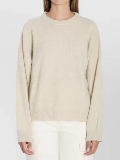 Loulou Studio Crew Neck Knit Sweater With Dropped Shoulders In Gold