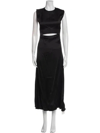Pre-owned Loulou Studio Crew Neck Long Dress In Black