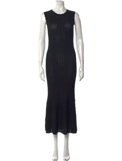 Pre-owned Loulou Studio Crew Neck Long Dress In Black
